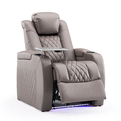 Jorgia Leather Home Theater Seat with Cup Holder by Wrought Studio