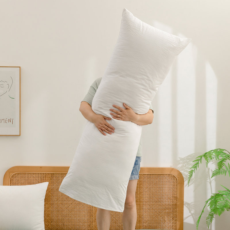BESTOUCH 100% Washed Cotton Pillowcase Linen Feel Soft Breathable, Bright White, Body (20" x 54")