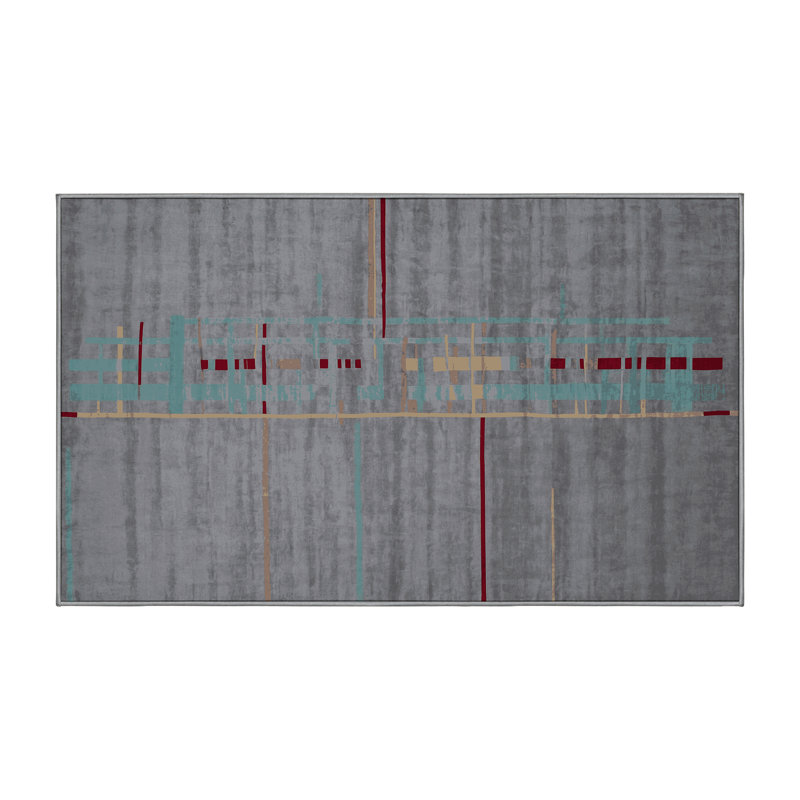 Machine Washable Gray Area Rug, Runner 2' x 5'