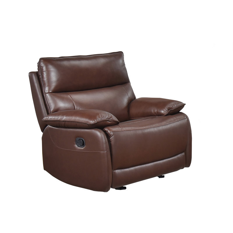 Fauteuil inclinable oscillant, cuir brun et similicuir