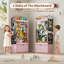Rangement pour jouets H 51,5 po, rangement pour animaux en peluche avec chevalet, organisateur de jouets avec 2 tableaux bricolage et tiroir mobile pour chambre d'enfant, salle de jeux, salon, rose-1734326031