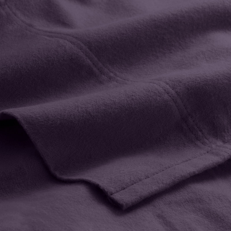 100% Cotton Flannel Sheet Set, Queen Sheet Set with 2 Pillowcases, Eggplant