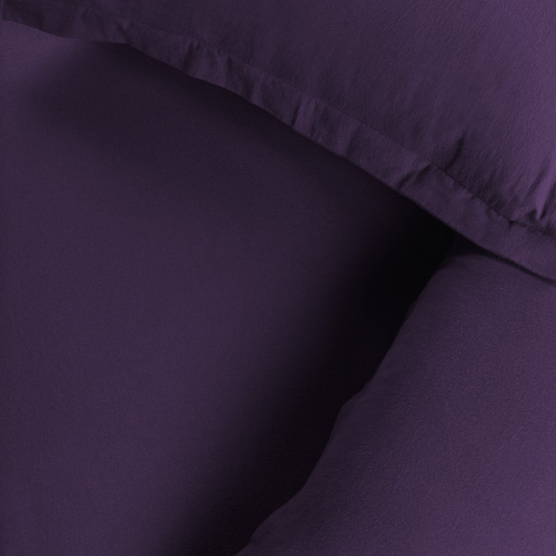 Ensemble de housse de couette en flanelle de coton 3 pièces Gizem, Mauve, Housse de couette simple et deux taies décorative