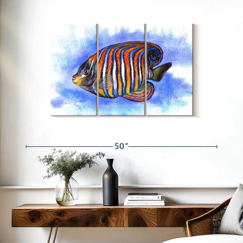 Aquarelle, poisson-ange royal, H 24 po x l 38 po