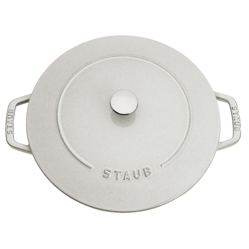 Staub Cast Iron Round Cocotte, Dutch Oven, 5.5-Quart, Serves 5-6, Made In France, Peony Pink, White Truffle