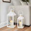 JHY DESIGN Set of 2 Metal Lanterns with Tempered Glass Farmhouse Candle Holders-877504319