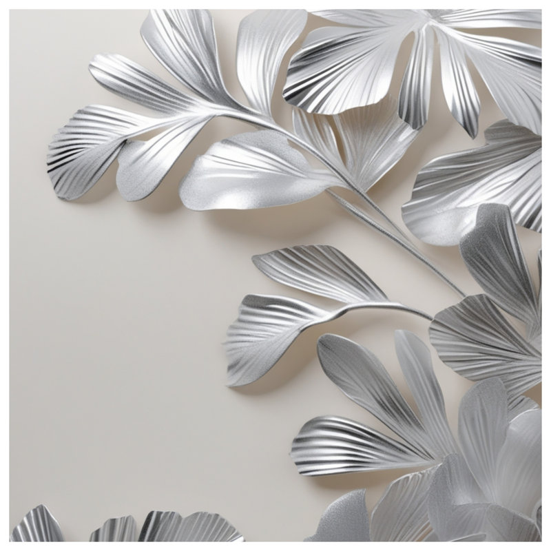 Silver Metallic Leaves Blankets, 50in W x 60in H