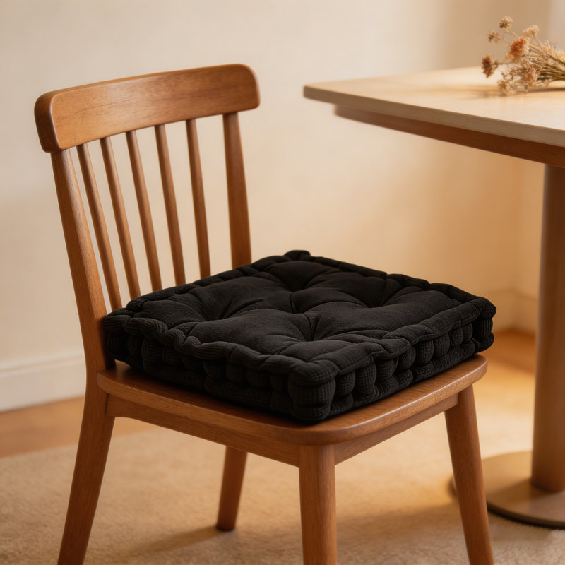 Square Microfiber  Floor Pillow /Cushion., Black