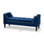 Banc Jack en tissu de velours bleu royal et bois fini espresso, H 21,3 po x l 51,6 po x P 16,9 po-937742022