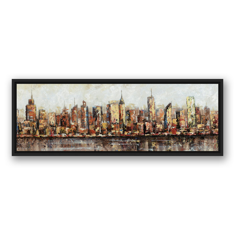 « painted cityscape », impression sur toile, H 12 po x l 36 po, Cadre noir