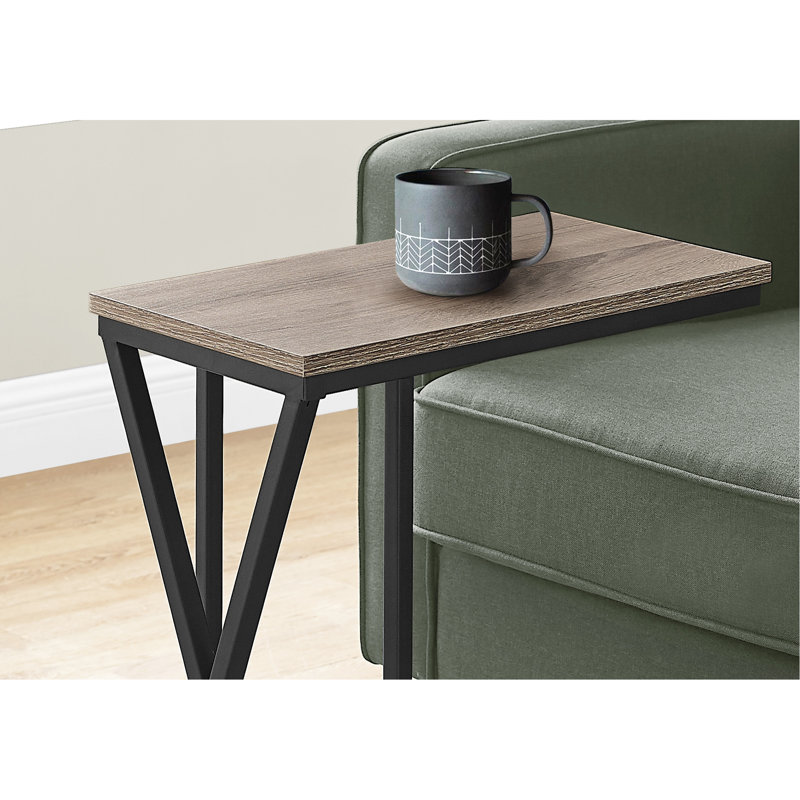 Table d'appoint pour chambre - Plateau noir, léger, taupe, structure en métal