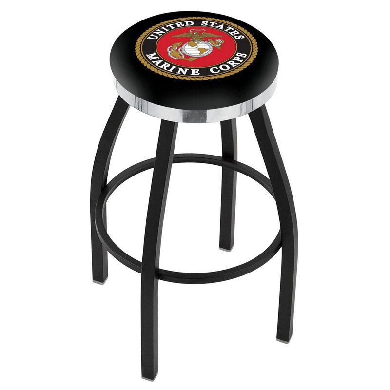 Tabouret tournant 25" avec forces armées américaines, Chrome, Marines