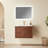 30" Black Wall Mounted & Floating Single Vanity With Ceramic Sink-1465266308