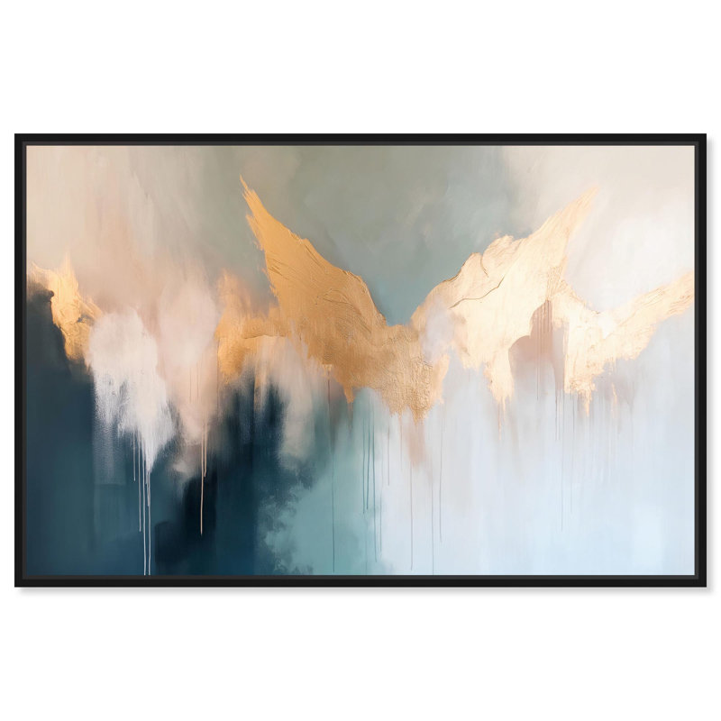 "Timeless Tones", art abstrait bleu par Art Remedy, H 11 po x l 16 po, Cadre noir