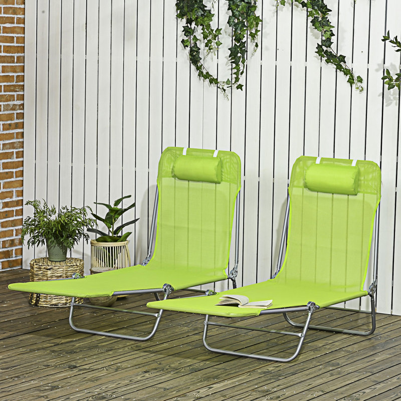 Chaise longue d'extérieur pliante, ensemble de 2, Green