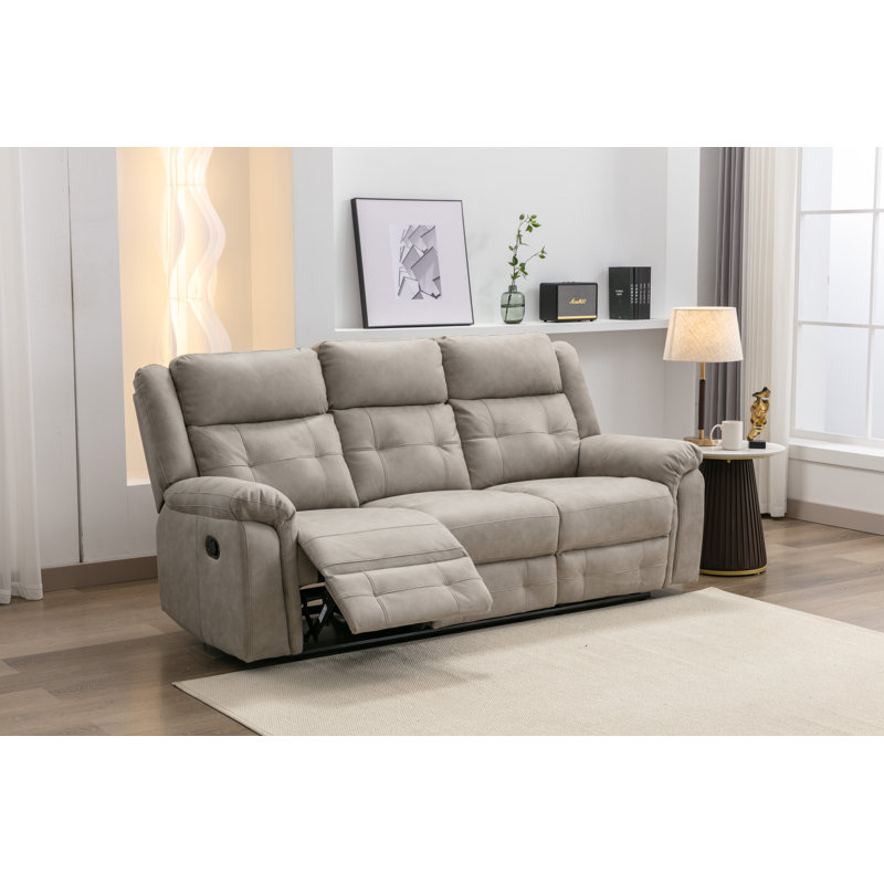 Bonachea 3 Seater Reclining Sofa, Light Grey
