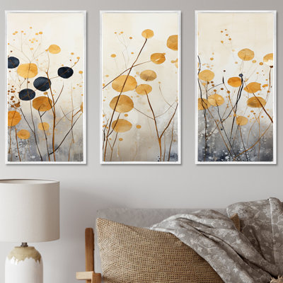 Beige And Gold Flourishing Flora Wonders - Plants Wall Art Set