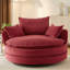 Fauteuil d'appoint rond pivotant à 360 ° avec siège de 38 pouces de profondeur, coussin à deux couches, 3 coussins amovibles, velours côtelé doux pour un confort complet dans la chambre à coucher, mécanisme silencieux, tissu-190806677