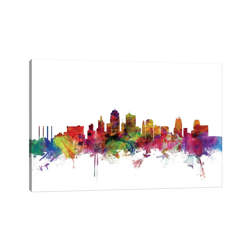 Kansas City, Missouri Skyline by Michael Tompsett - 1 Piece Wrapped Canvas Wall Art, 30.48 cm H x 45.72 cm W