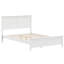 Lit plateforme blanc en bois massif avec tête de lit nouvellement améliorée, pieds moyens robustes, finition usée naturelle pour plus de confort-130155777-130155776
