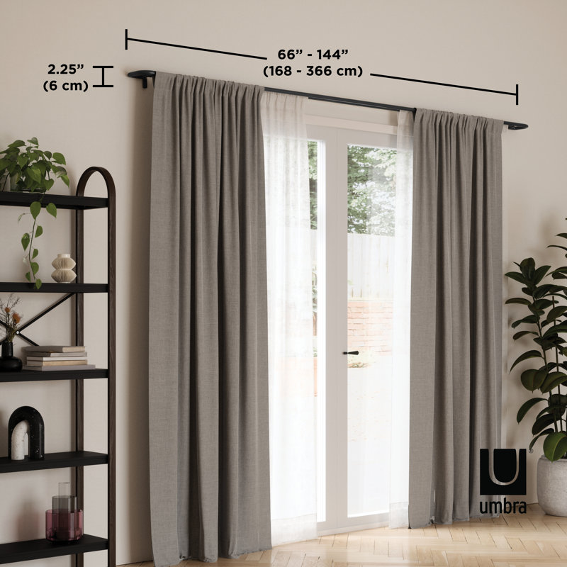 Twilight 146" Black Double Curtain Rod with Wrap-Around Design