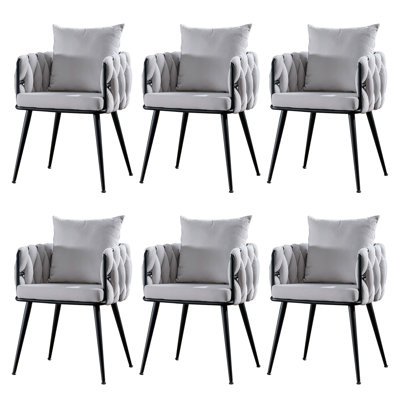 Chaise avec accoudoirs en velours Lazarre