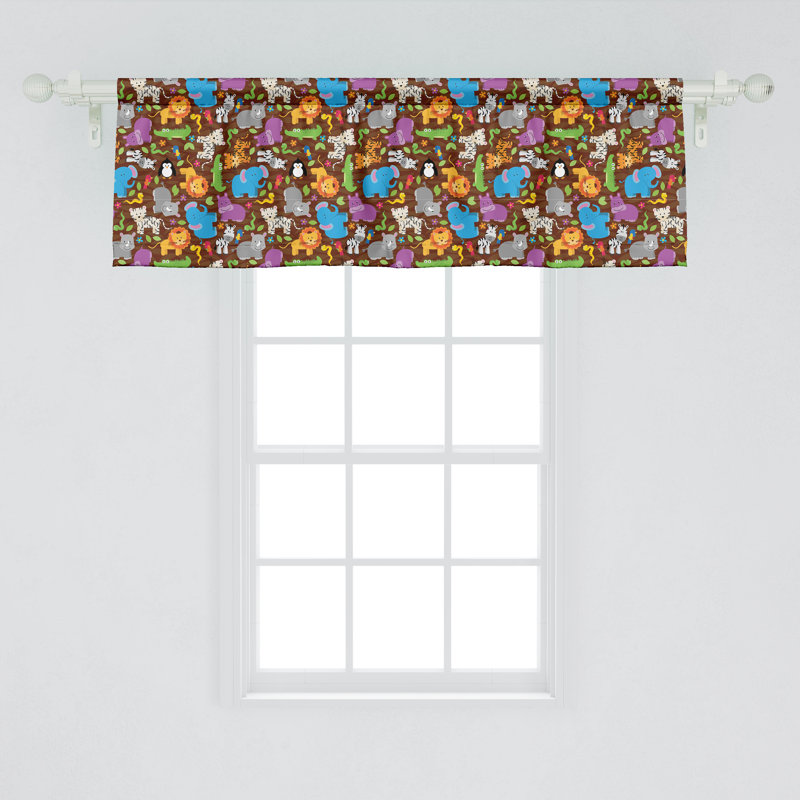 Ambesonne Animal Valance Pack of 2 Cartoon Jungle Scene Multicolor, L 54 po x L 12 po