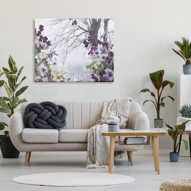 Art mural sur toile Vivid mauve fleuri par Design Fabrikken, H 36 po x l 48 po x P 1,5 po