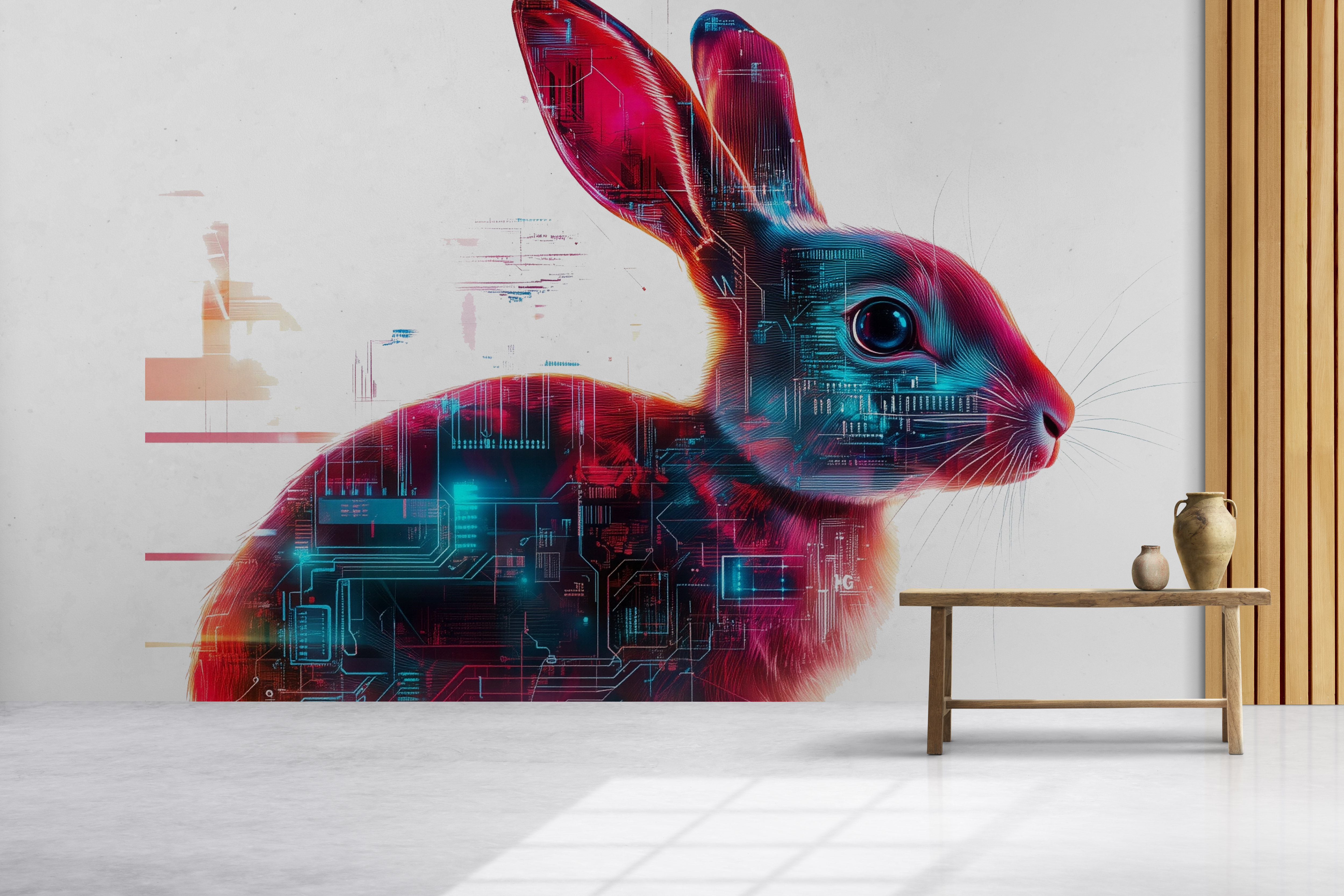 Trinx Cyberpunk Rabbit Wall Art Futuristic Bunny Decor 373Mv | Wayfair