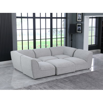 Calvie Upholstered U-Shaped Sectional with Ottoman Reversible