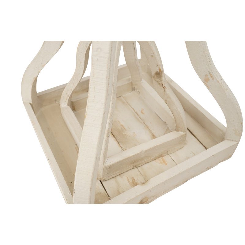 Bell Farmhouse Wooden Lanterns-Nesting Pair-White, White