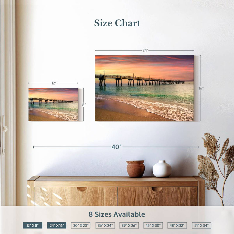 Aletra Beach Pier Sunrise South Florida, H 16 po x l 24 po