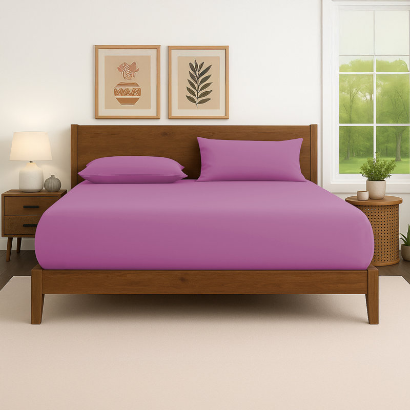 40cm Extra Deep Fitted Sheet – Soft Microfiber, Wrinkle-Free, Cooling, Elastic Corners, Purple, Super King (6')
