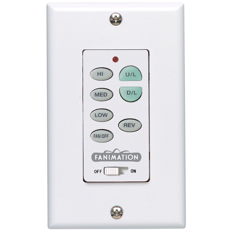 Ceiling Fan Wall Control Reversing - 3 Speed Fan and Light - White