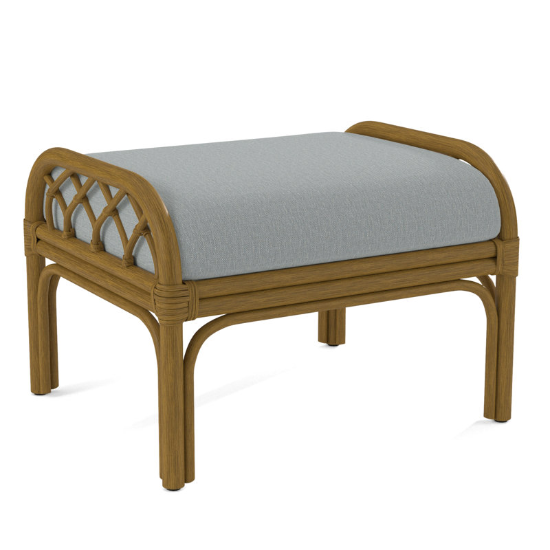 Edgewater Ottoman, Light Blue Performance Fabric; 0851-55, Flax