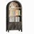 66.7" Tall Arched Bookshelf With Storage Cabinet, Mid-Century Modern 3-Tier Arched Cabinet With Open Display Shelf For Office, Dining Room, Living Room, Black