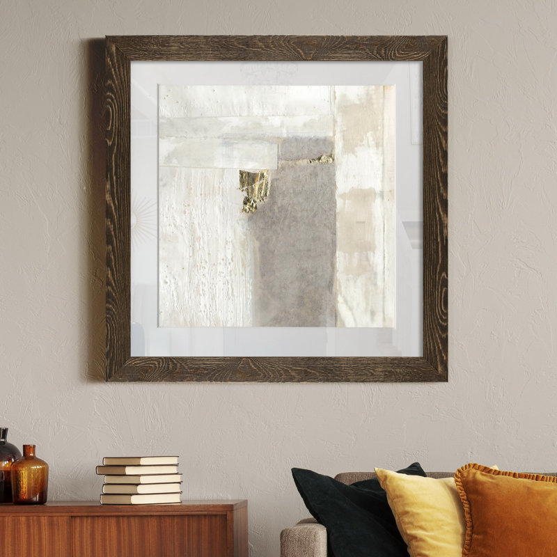 Or neutre II-impression sur papier, Cadre noyer, H 31,5 po x l 31,5 po x P 1,5 po
