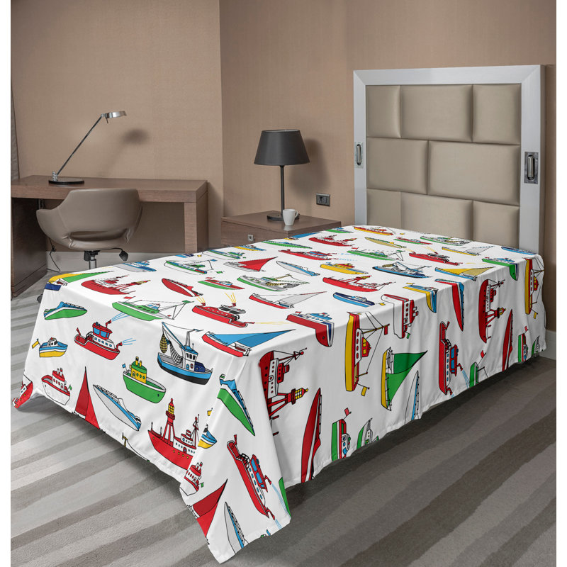 Multicolore Ambesonne, Drap plat pour lit simple