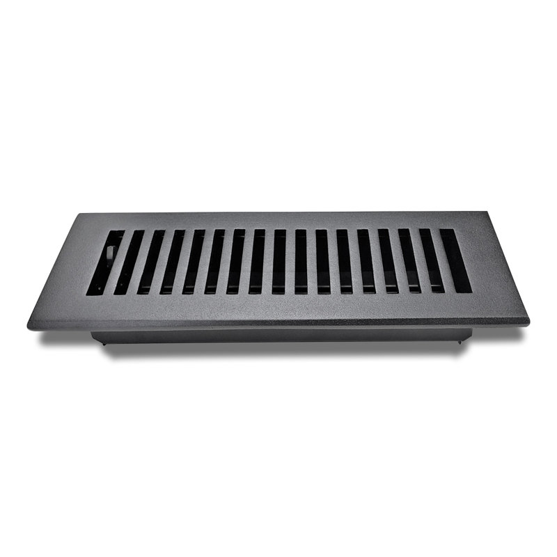 Couvercle de ventilation de registre de plancher en aluminium Elegance, Noir, H 3 po x l 10 po