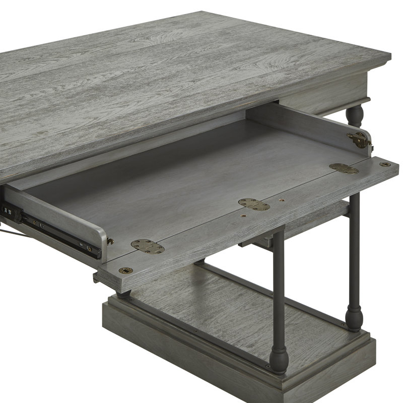 Bureau en bois massif Kyler, Gris