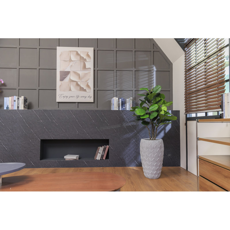 Grey Leaves Fiberstone Planter | Indoor & Outdoor Use
