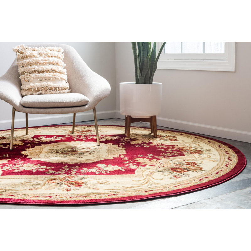 Debora Burgundy Area Rug, Burgundy, Round 7'1"