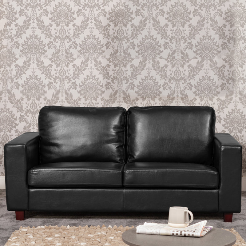 Laronte 3 Seater Faux Leather Sofa, Black