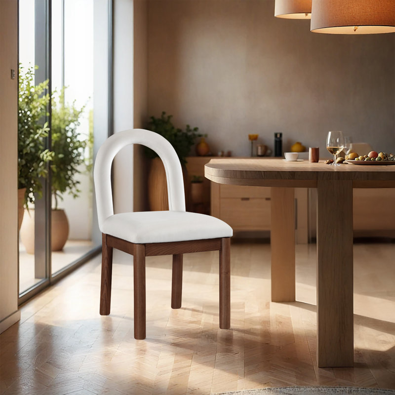 Chaise Macleod, Velours crème, Brun