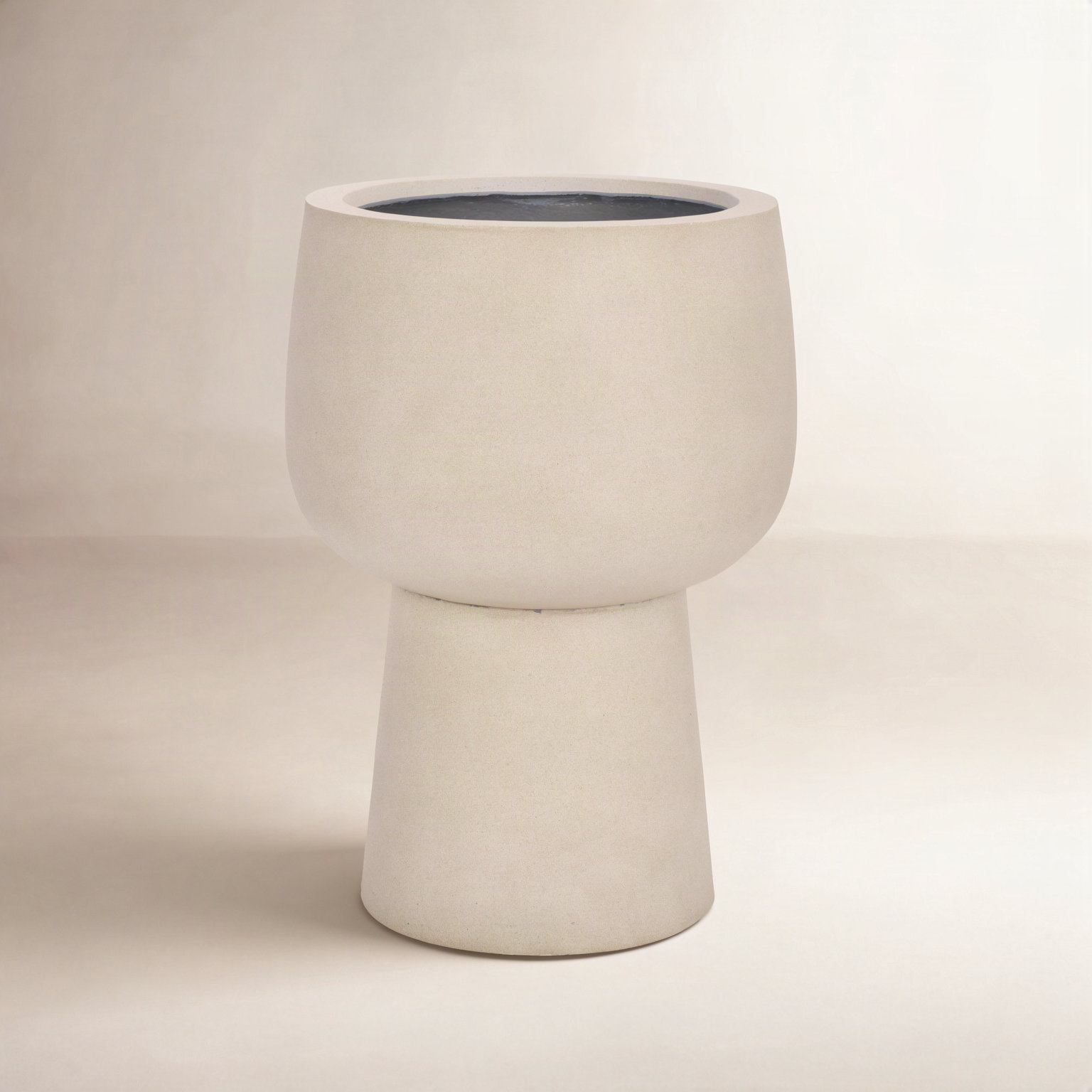 Olivia Pedestal Planter, Beige
