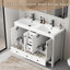Meuble-lavabo double Wimer 48 po avec comptoir en résine, robinet et bonde, charnières de porte à fermeture amortie, peinture à la main résistante à l'eau, assemblage requis, certificat EPA-101198345