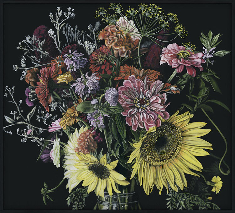 Dark Floral Study Framed Print Canvas, 36" H x 36" W x 2" D