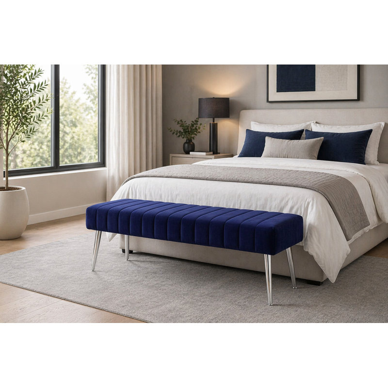 Hilda Faux Leather Upholstered Bench, Purple