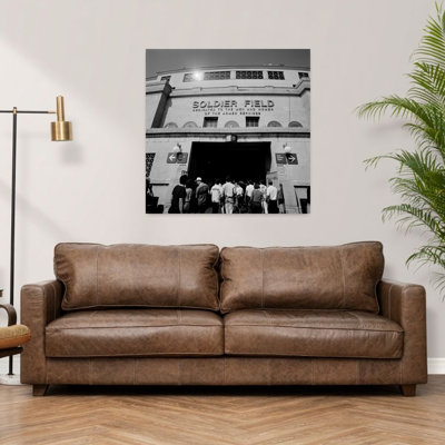 Spectators entering a football stadium Soldier Field Lake Shore Drive Chicago Illinois USA 1 Piece Wrapped Canvas Wall Art
