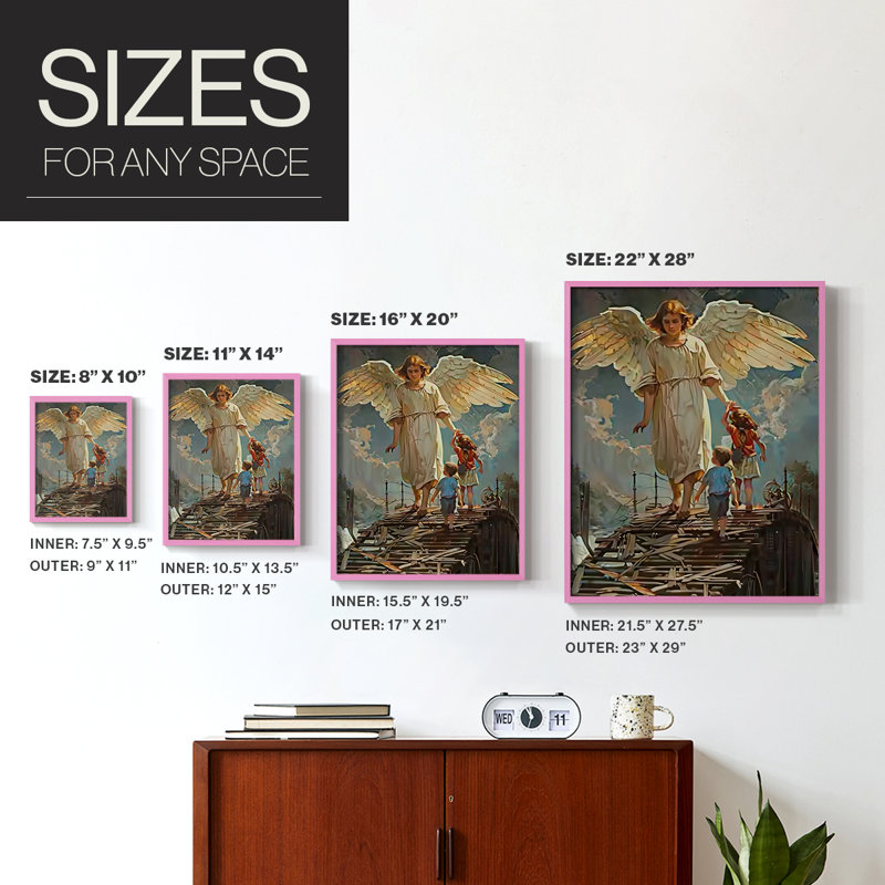 Religious Series CDLV III, reproduction d'art encadrée - bois massif, Rose, H 11 po x l 9 po